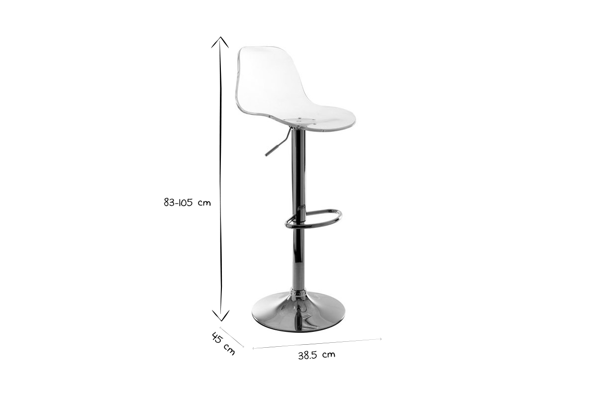 Tabourets de bar design rglables transparents (lot de 2) GALILEO