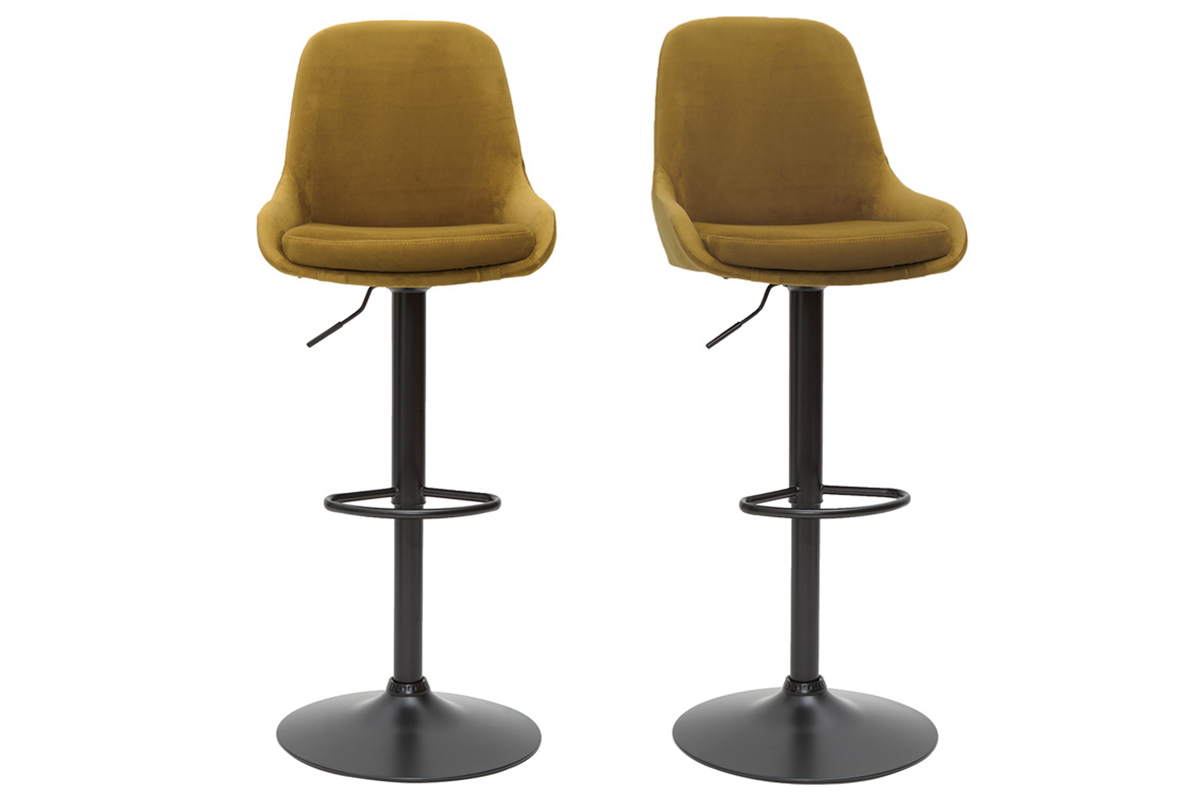 Tabourets de bar design rglables velours bronze (lot de 2) HOLO