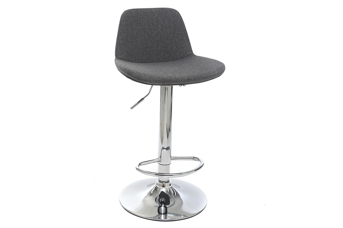 Tabourets de bar design tissu gris fonc (lot de 2) ZACK