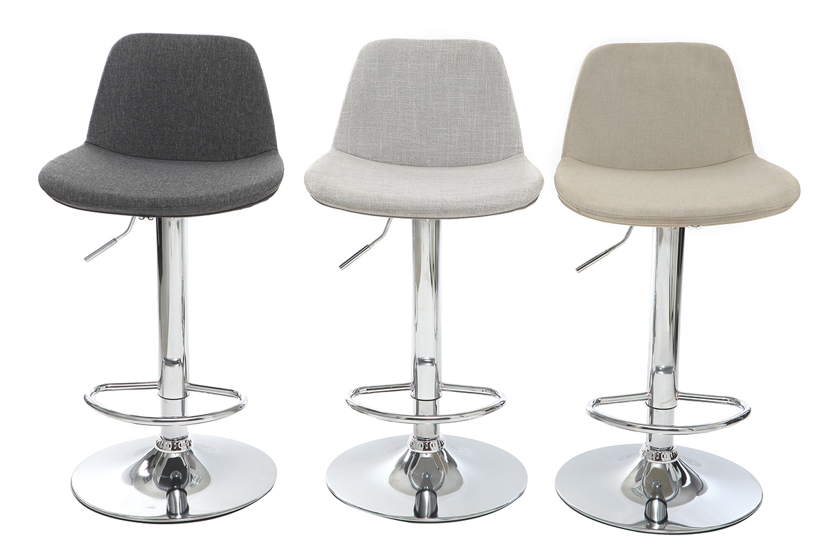 Tabourets de bar design tissu gris fonc (lot de 2) ZACK