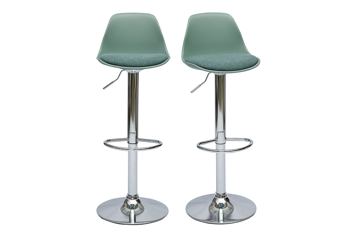 Tabourets de bar design vert de gris (lot de 2) STEEVY