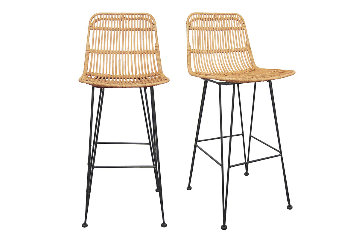 Tabourets de bar en rotin (lot de 2) MALACCA