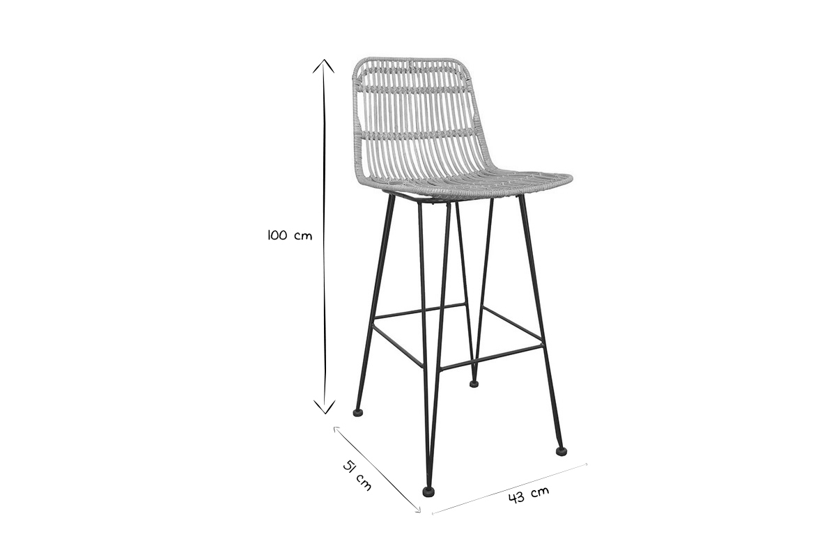 Tabourets de bar en rotin (lot de 2) MALACCA