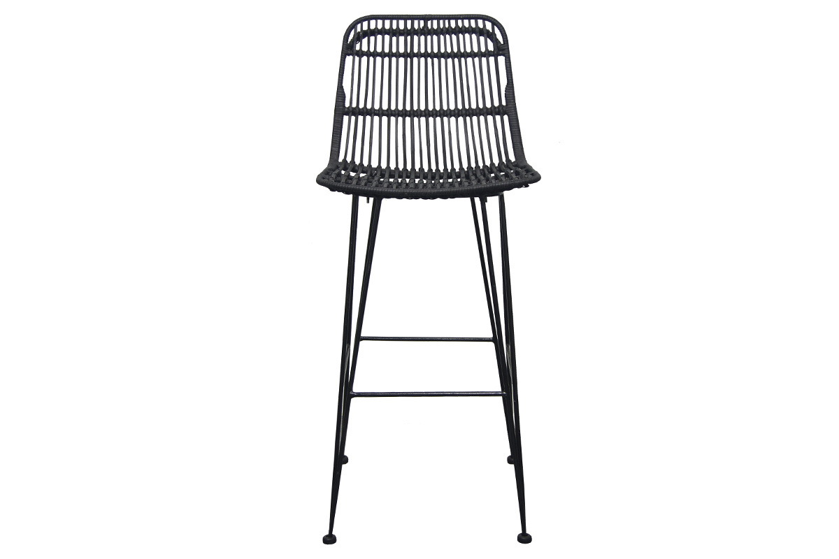 Tabourets de bar en rotin noir (lot de 2) MALACCA