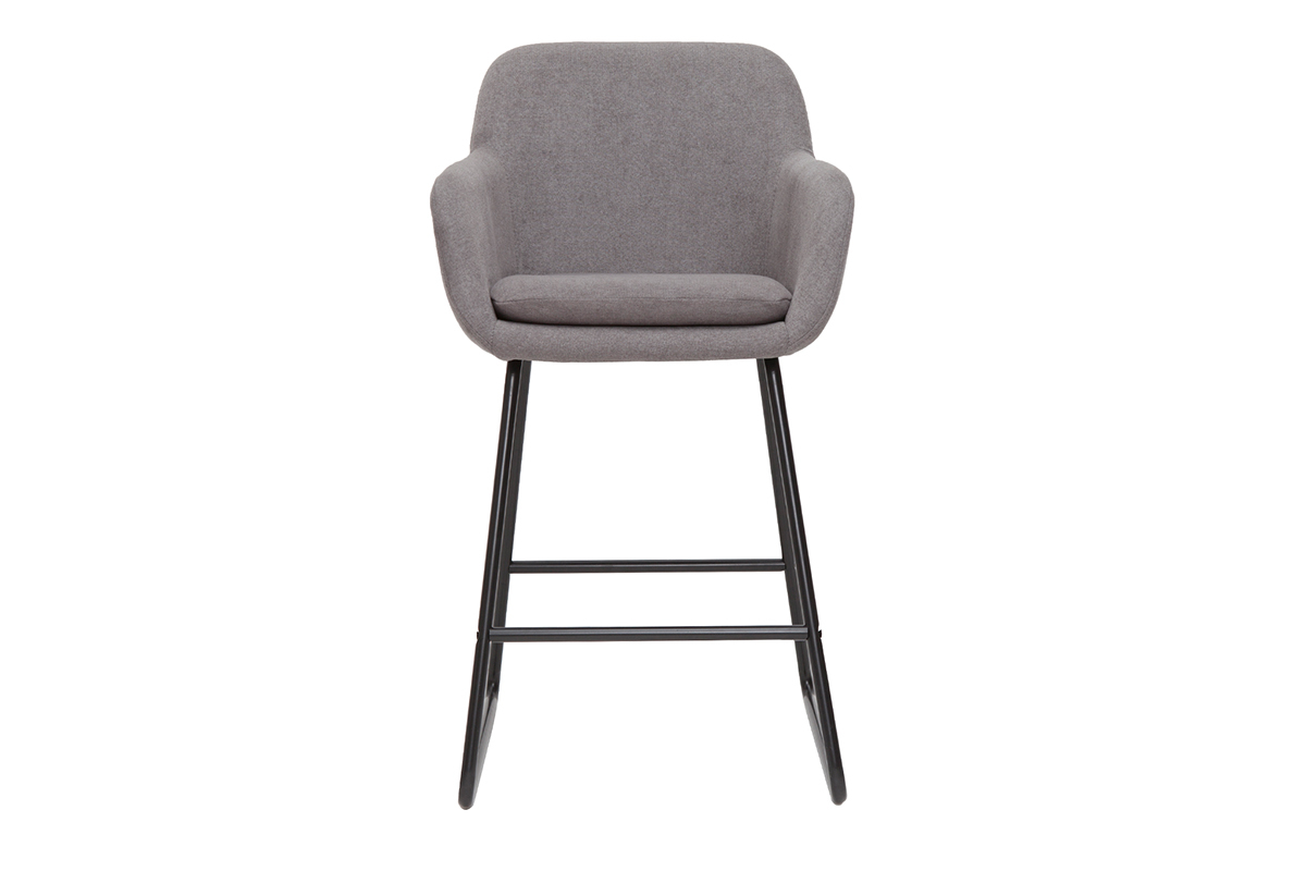 Tabourets de bar en tissu effet velours gris H75 cm (lot de 2) AMIKA