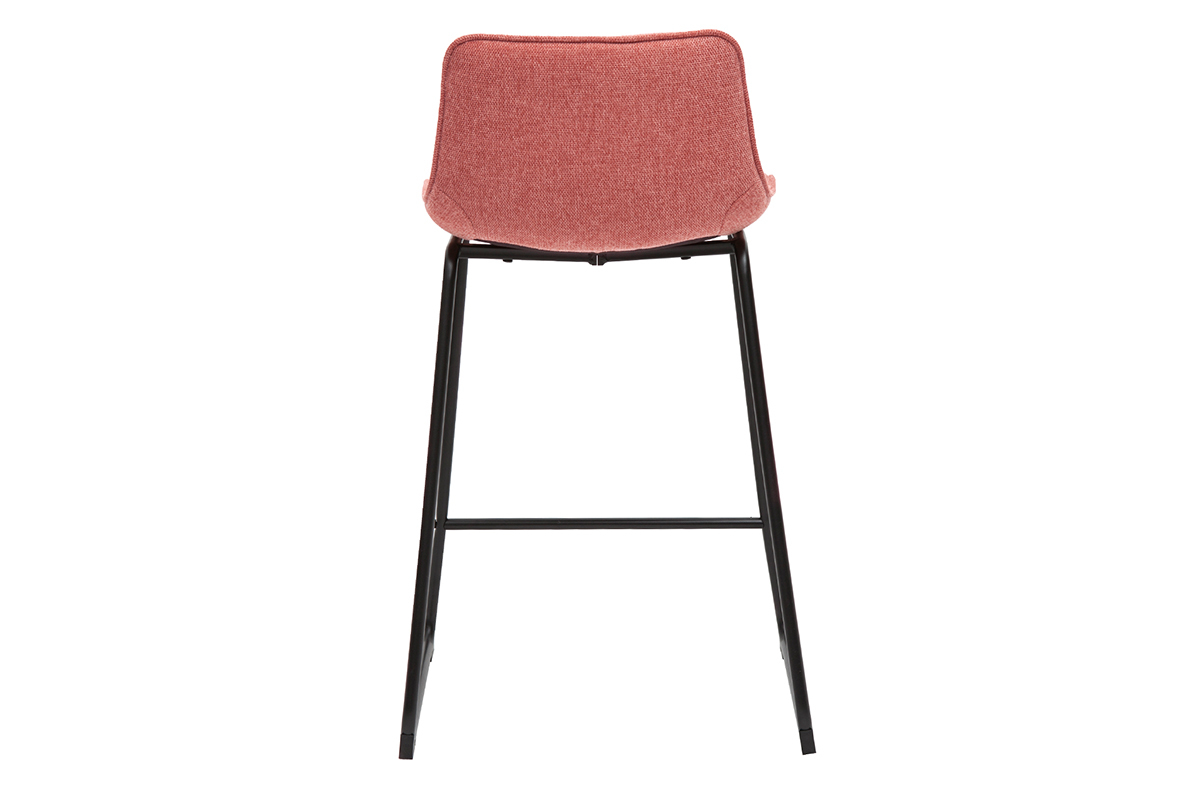 Tabourets de bar en tissu effet velours textur terracotta et mtal H65 cm (lot de 2) BOOST