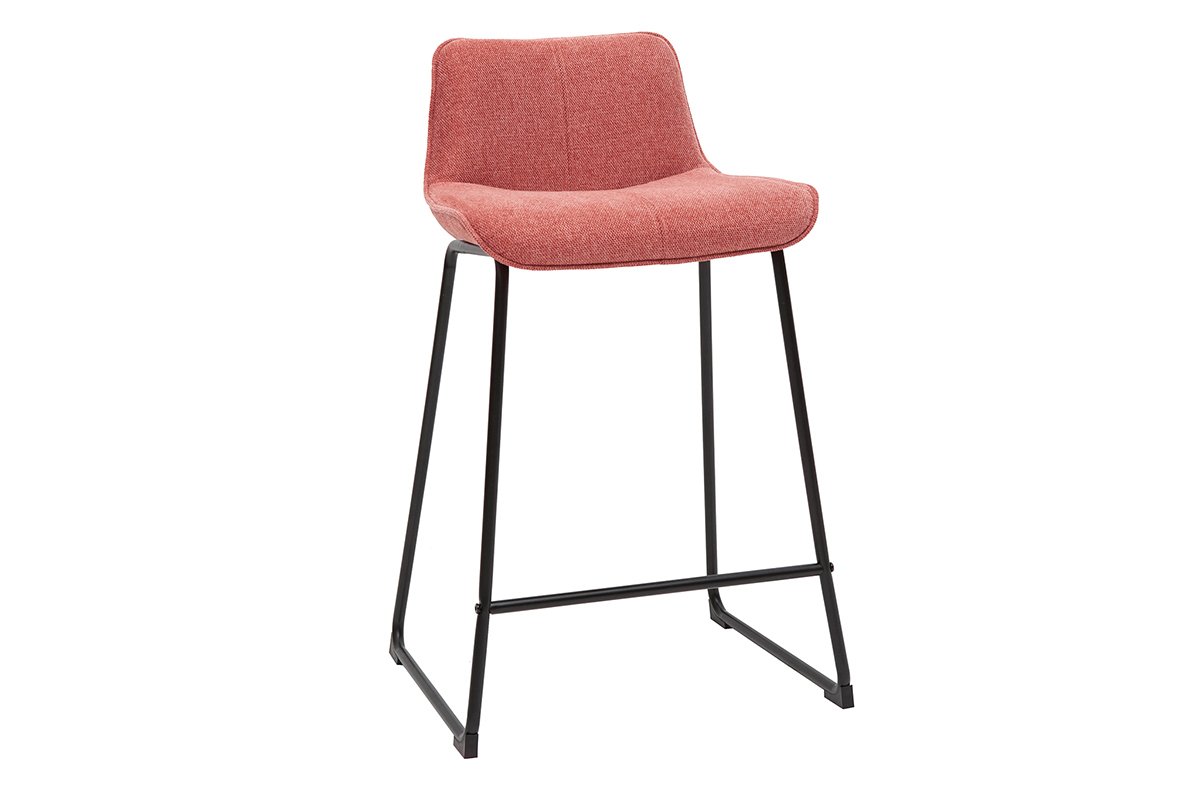 Tabourets de bar en tissu effet velours textur terracotta et mtal H65 cm (lot de 2) BOOST