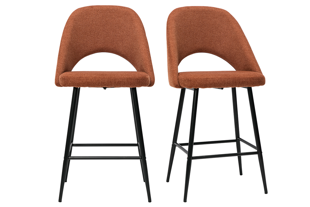 Tabourets de bar en tissu effet velours textur terre brle H65 cm (lot de 2) COSETTE