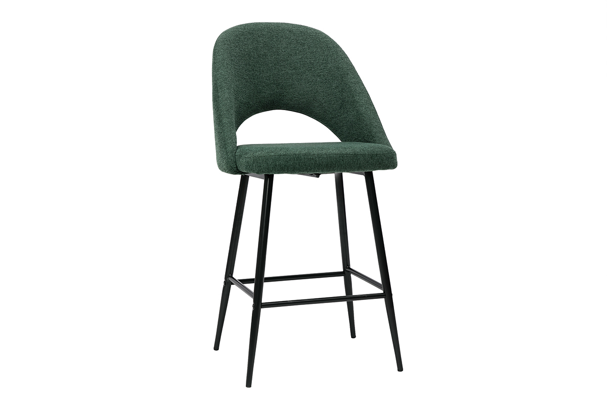 Tabourets de bar en tissu effet velours textur vert H65 cm (lot de 2) COSETTE