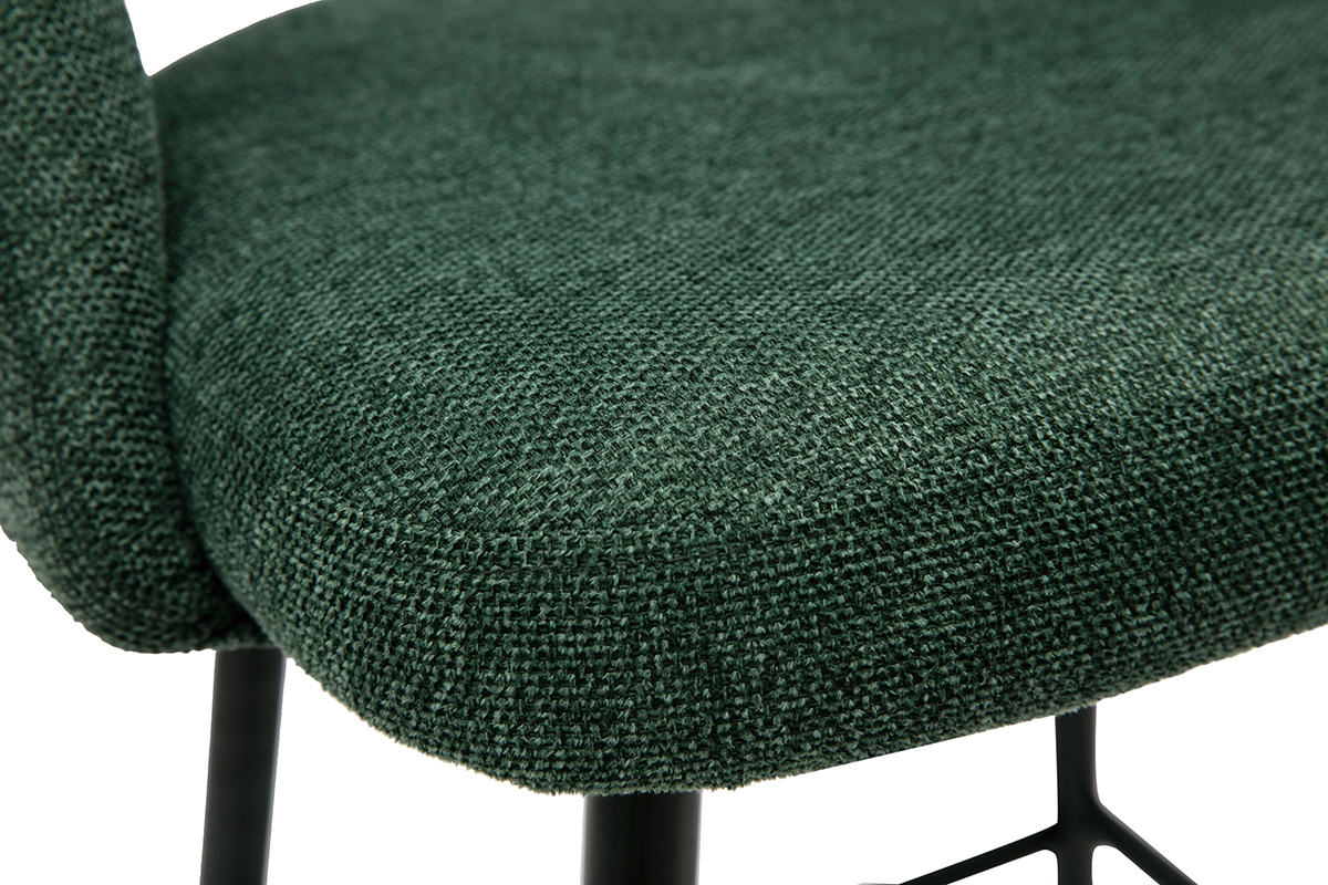 Tabourets de bar en tissu effet velours textur vert H65 cm (lot de 2) COSETTE