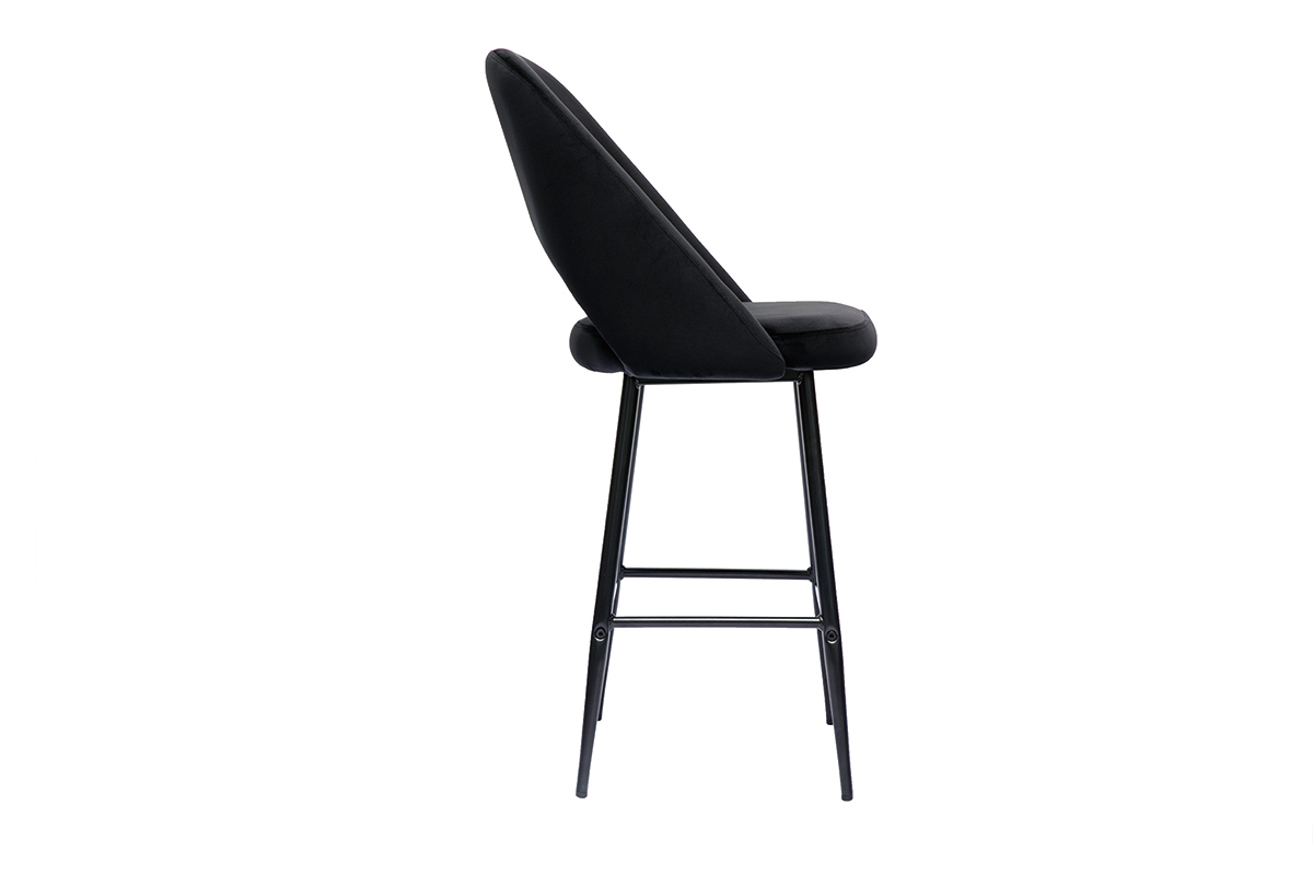 Tabourets de bar en velours noir et mtal H65 cm (lot de 2) COSETTE