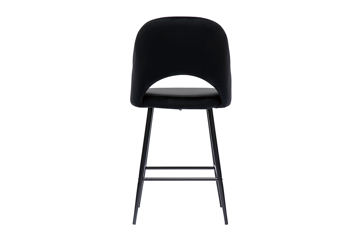 Tabourets de bar en velours noir et mtal H65 cm (lot de 2) COSETTE