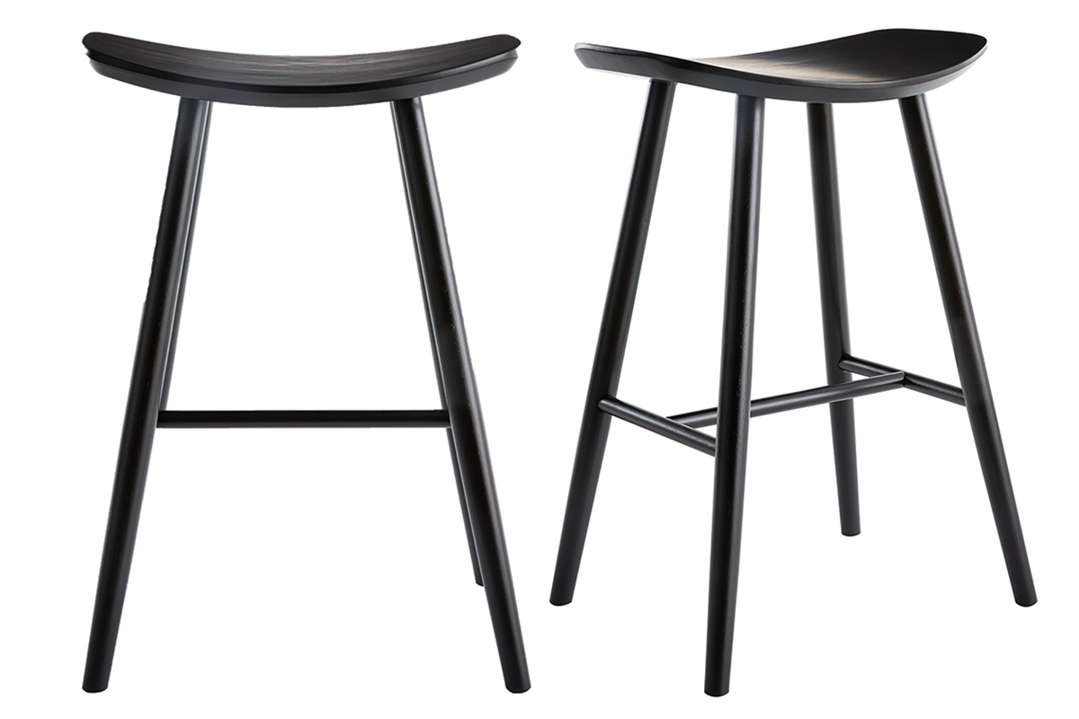 Tabourets de bar noirs H65 cm (lot de 2) DEMORY