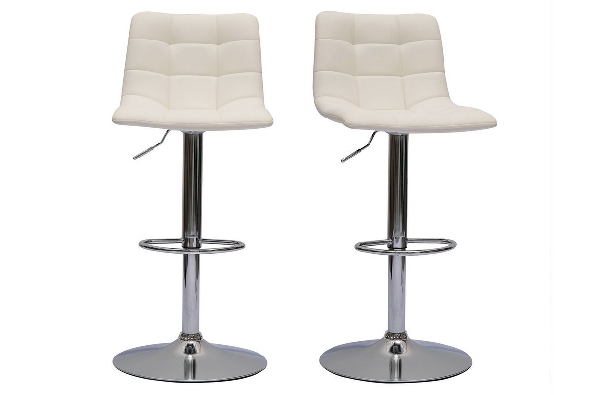 Tabourets de bar rglables design blancs (lot de 2) MAXWELL