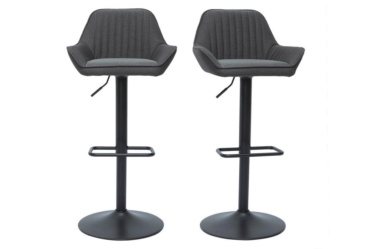 Tabourets de bar rglables design en tissu gris anthracite (lot de 2) RONNIE