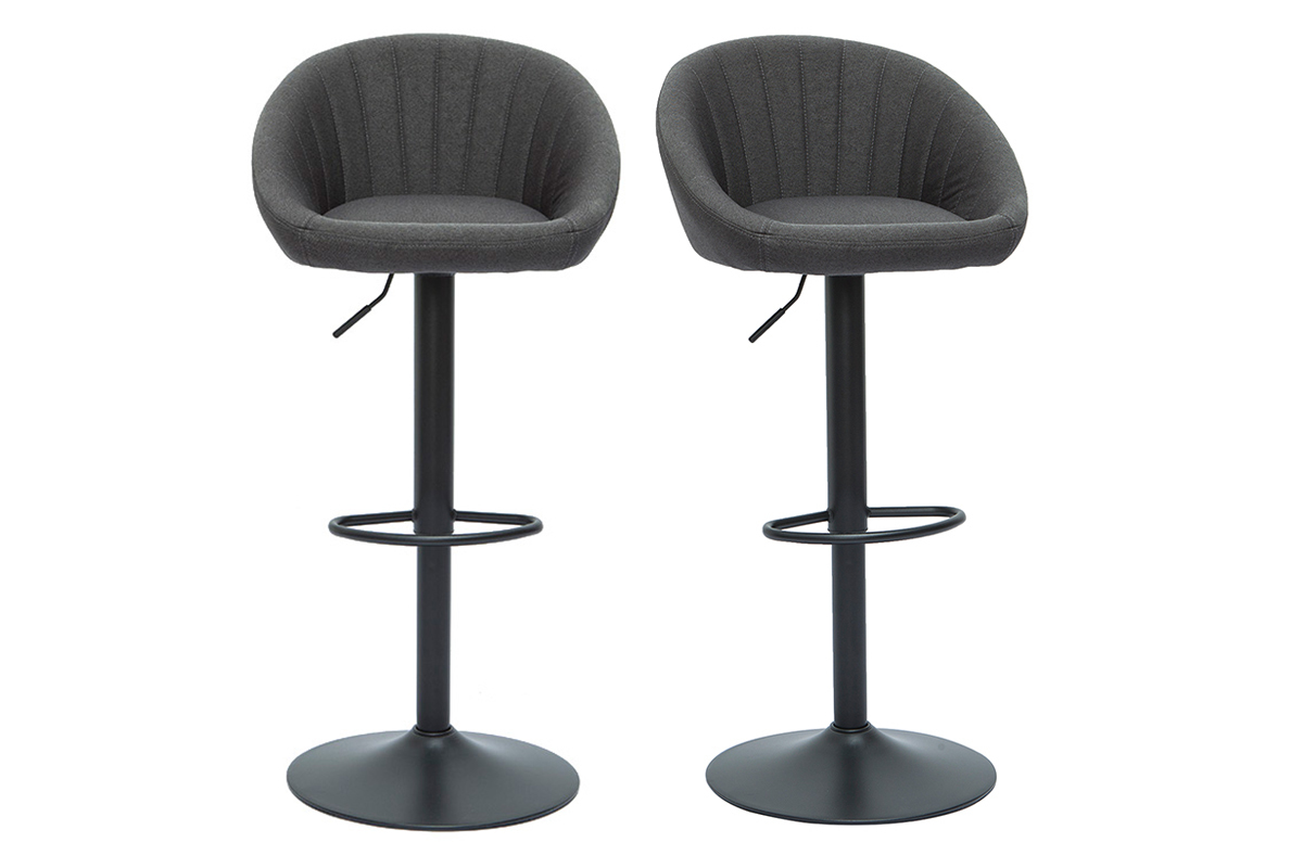 Tabourets de bar rglables design gris anthracite (lot de 2) SHERU