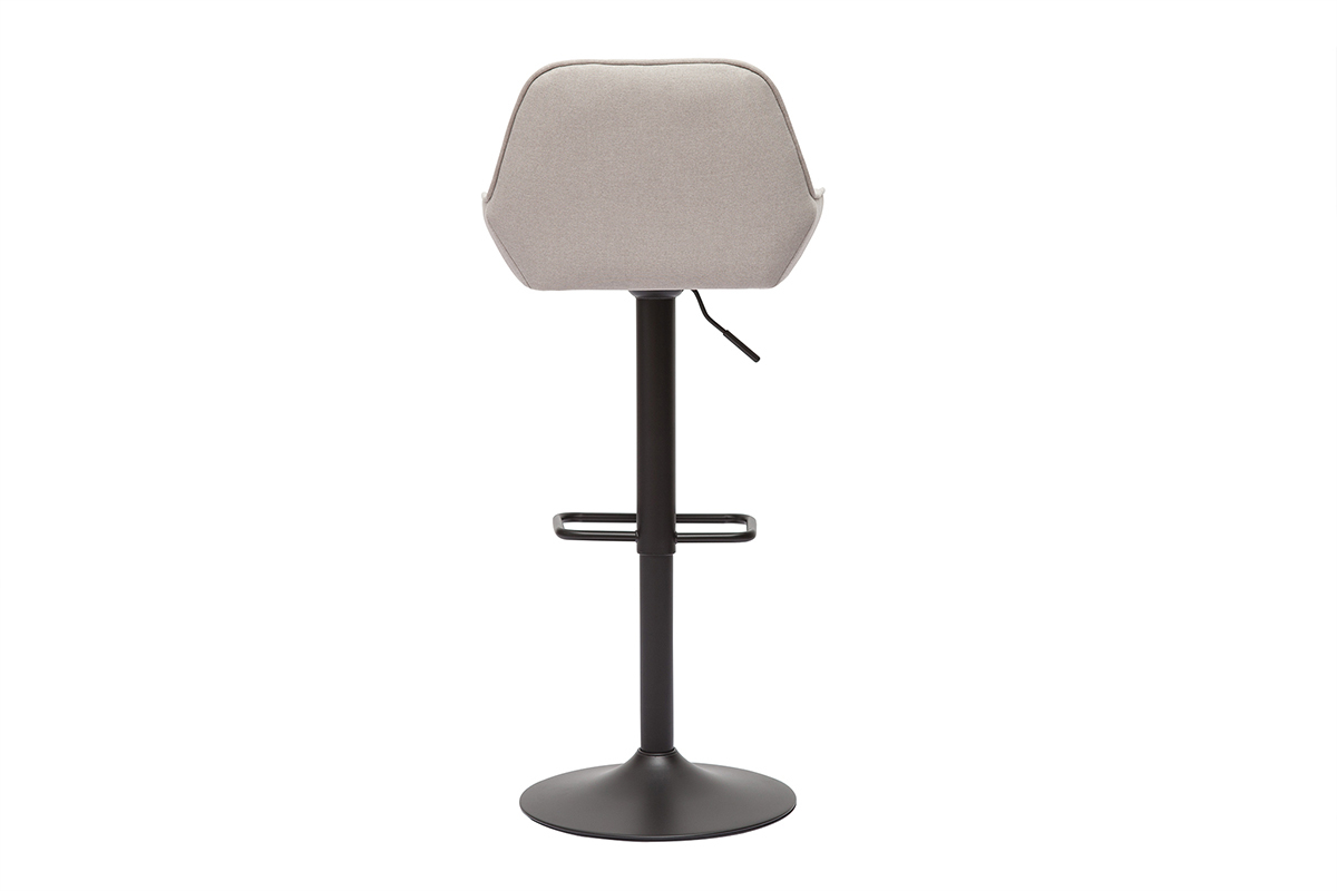 Tabourets de bar rglables en tissu beige et mtal noir (lot de 2) RONNIE