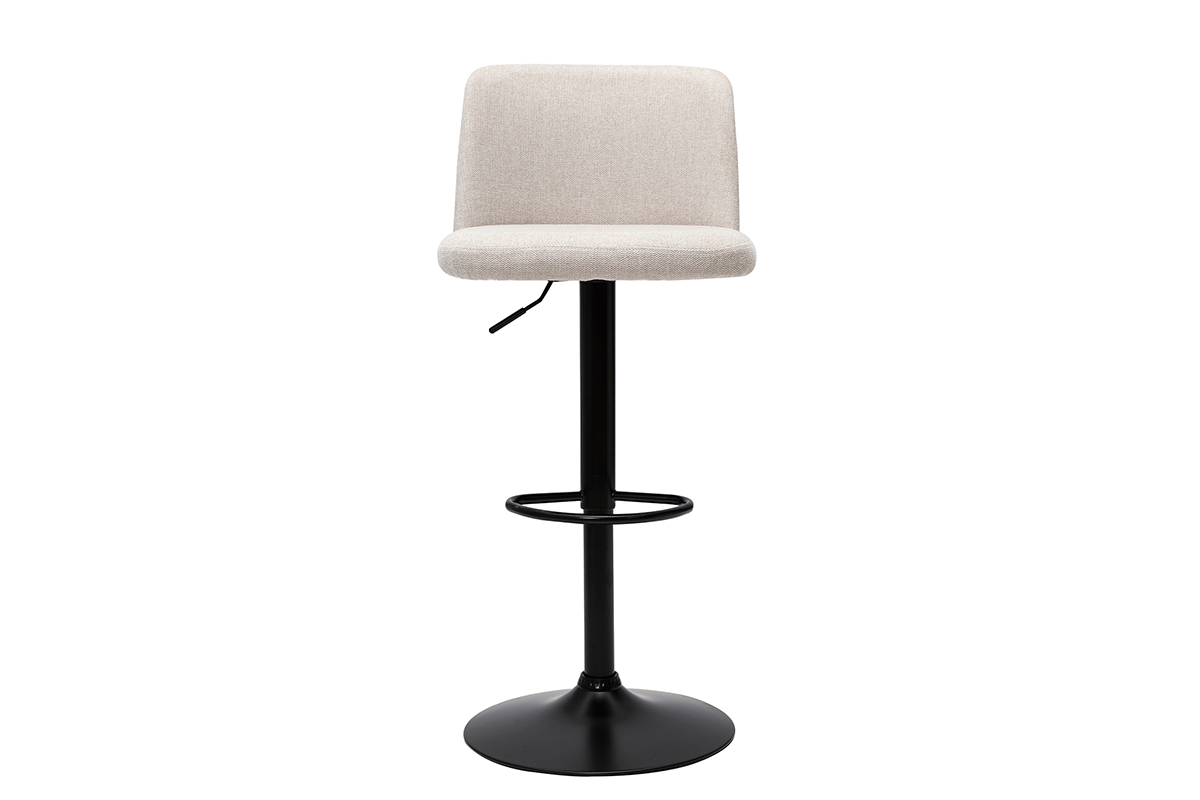 Tabourets de bar rglables en tissu effet velours textur beige et mtal noir (lot de 2) MONTI