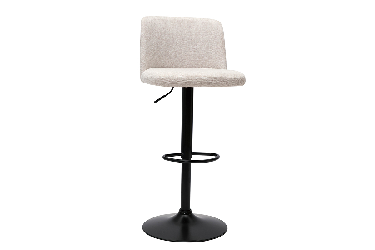 Tabourets de bar rglables en tissu effet velours textur beige et mtal noir (lot de 2) MONTI