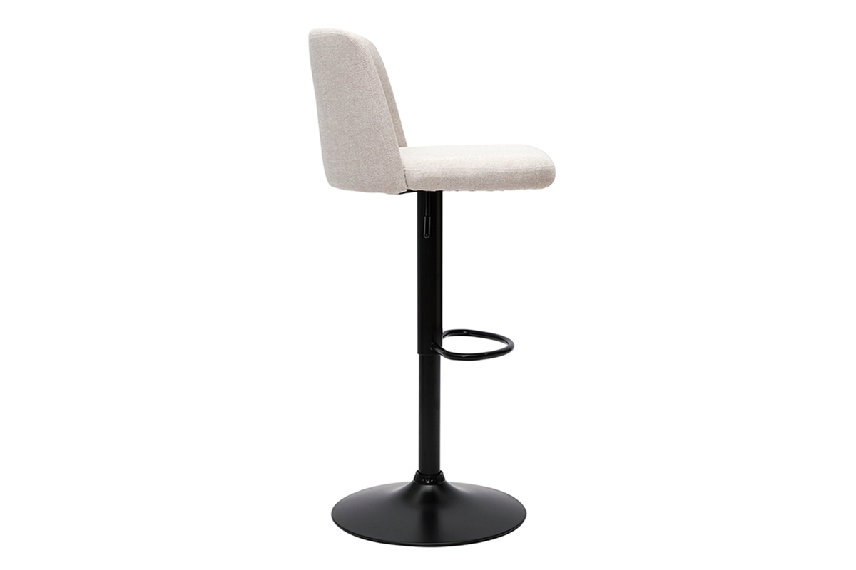 Tabourets de bar rglables en tissu effet velours textur beige et mtal noir (lot de 2) MONTI