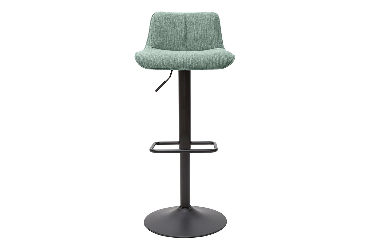 Tabourets de bar rglables en tissu effet velours textur vert cladon et mtal (lot de 2) BOOST