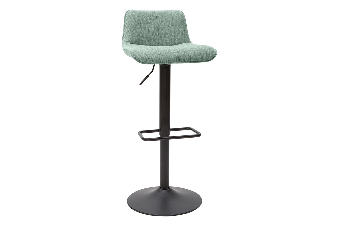 Tabourets de bar rglables en tissu effet velours textur vert cladon et mtal (lot de 2) BOOST