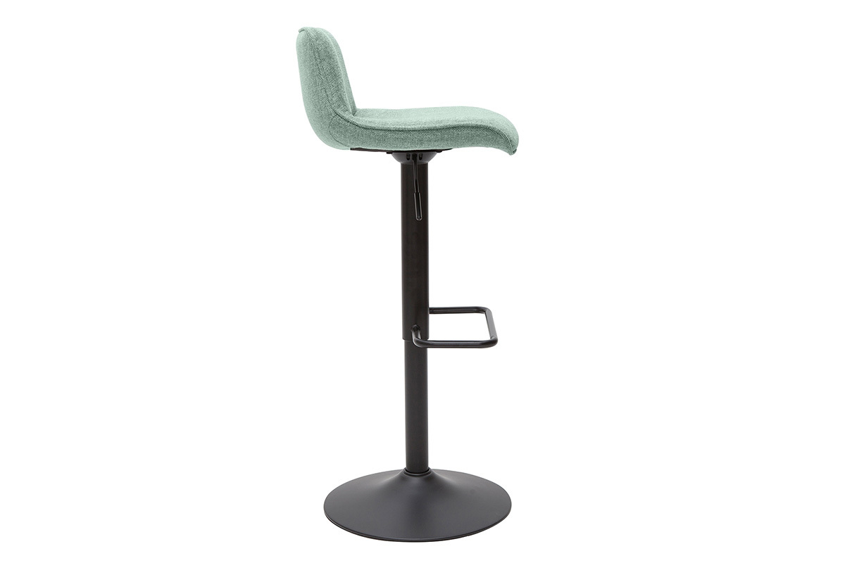 Tabourets de bar rglables en tissu effet velours textur vert cladon et mtal (lot de 2) BOOST