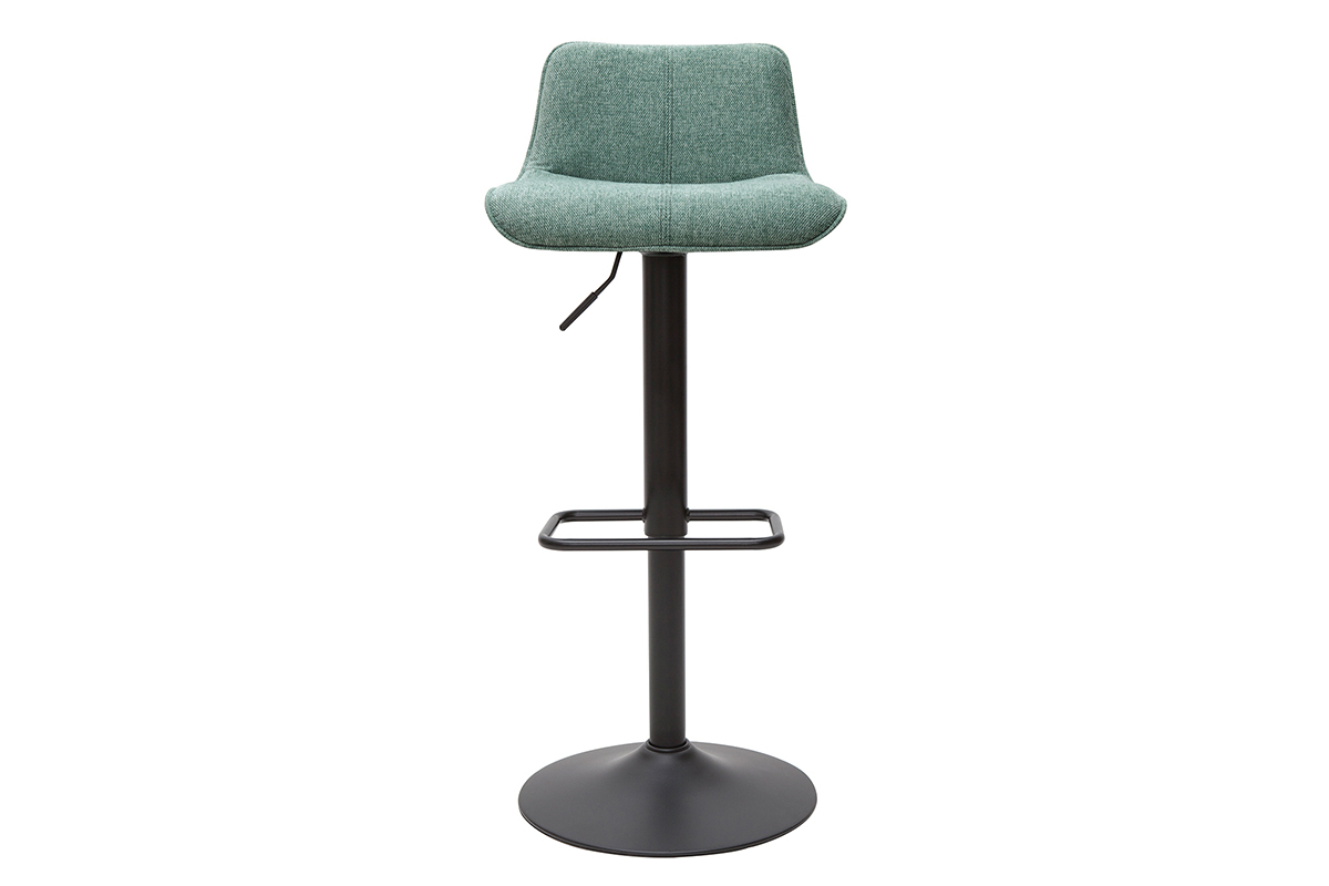 Tabourets de bar rglables en tissu effet velours textur vert cladon et mtal (lot de 2) BOOST