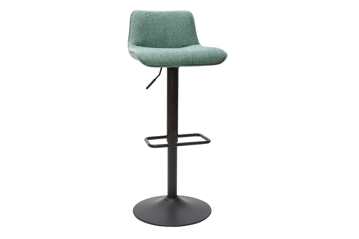 Tabourets de bar rglables en tissu effet velours textur vert cladon et mtal (lot de 2) BOOST