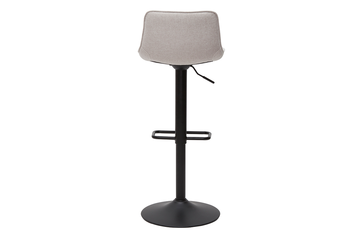 Tabourets de bar rglables pivotants 360 en tissu effet velours textur beige et mtal noir (lot de 2) BOOST