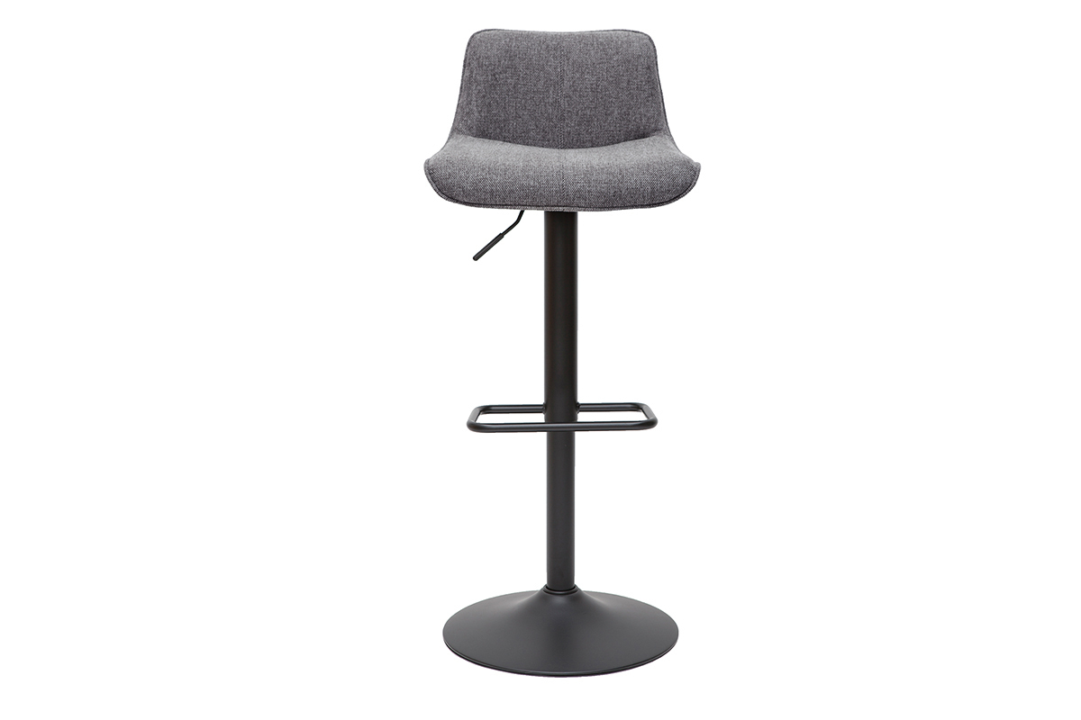 Tabourets de bar rglables pivotants 360 en tissu effet velours textur gris et mtal (lot de 2) BOOST