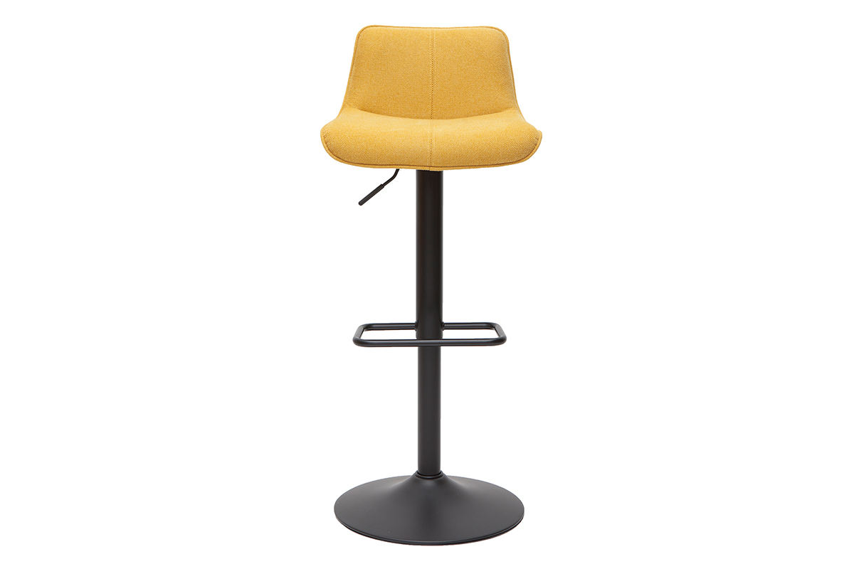 Tabourets de bar rglables pivotants 360 en tissu effet velours textur jaune moutarde et mtal (lot de 2) BOOST