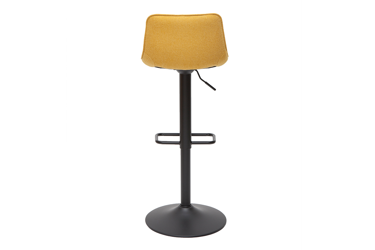 Tabourets de bar rglables pivotants 360 en tissu effet velours textur jaune moutarde et mtal (lot de 2) BOOST