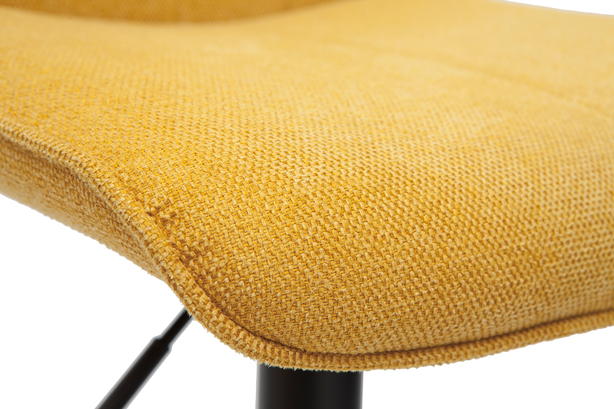 Tabourets de bar rglables pivotants 360 en tissu effet velours textur jaune moutarde et mtal (lot de 2) BOOST