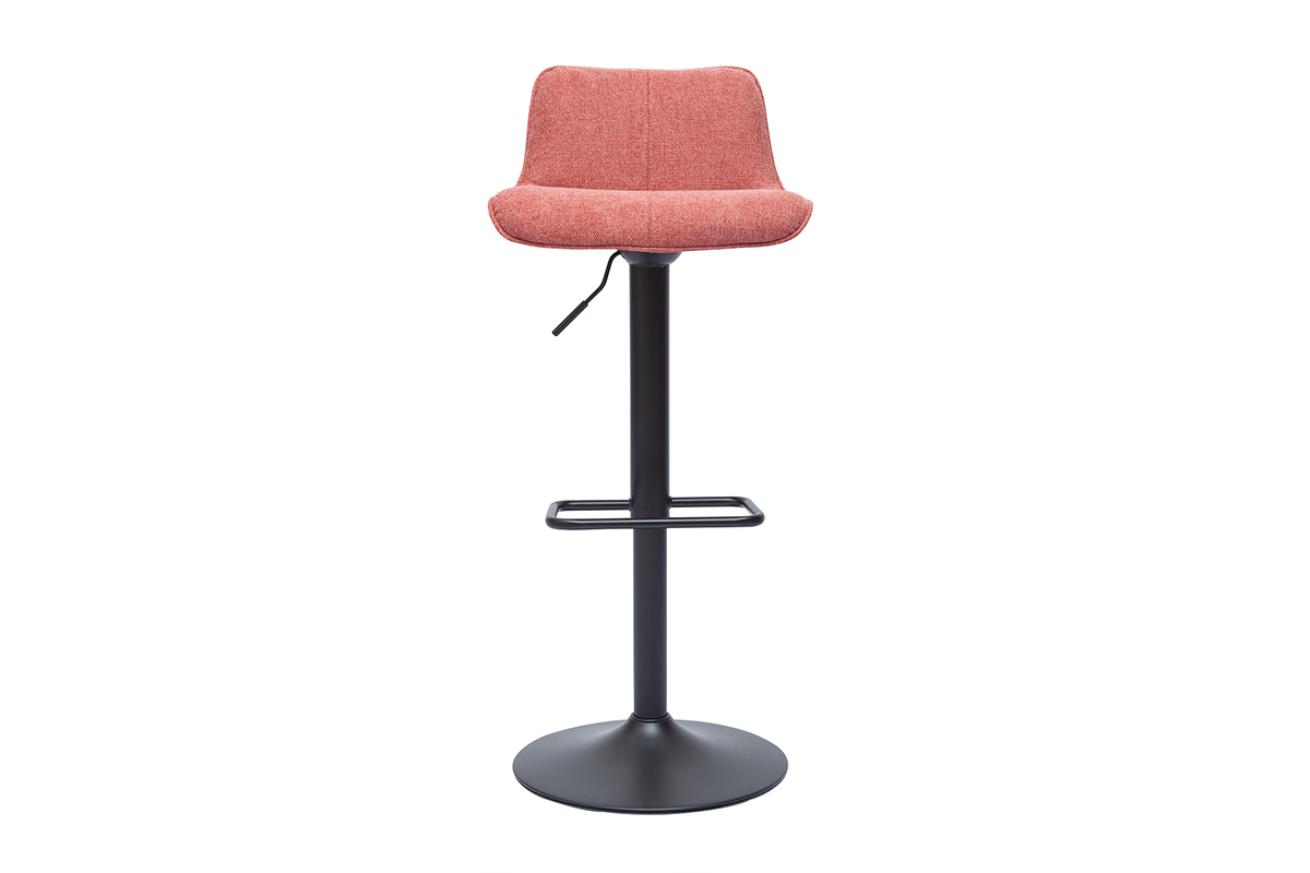 Tabourets de bar rglables pivotants 360 en tissu effet velours textur terracotta et mtal noir (lot de 2) BOOST