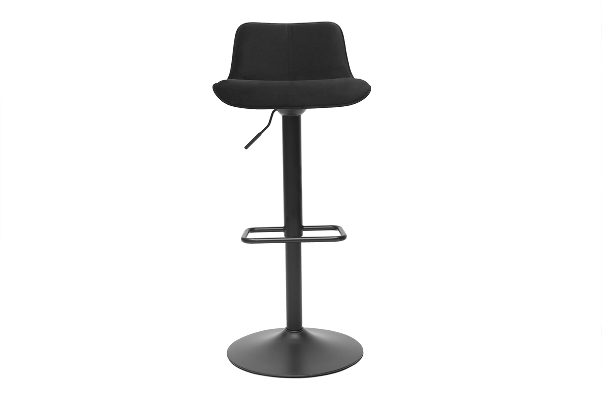 Tabourets de bar rglables pivotants 360 noirs en tissu velours et mtal (lot de 2) BOOST