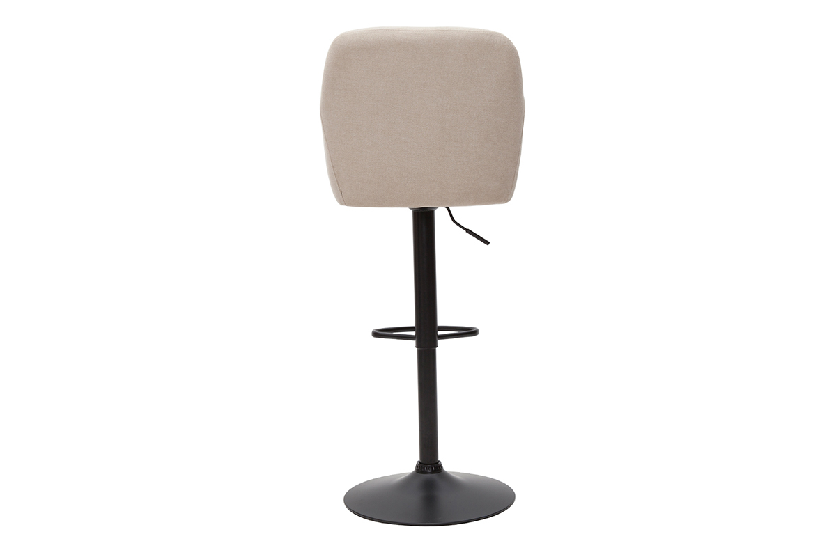 Tabourets de bar rglables tissu effet velours beige et mtal (lot de 2) AMIKA