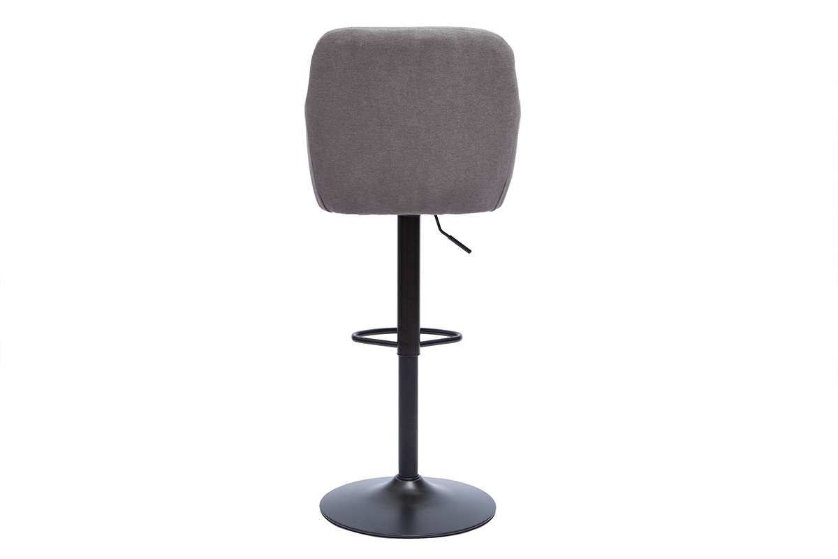 Tabourets de bar rglables tissu effet velours gris et mtal (lot de 2) AMIKA