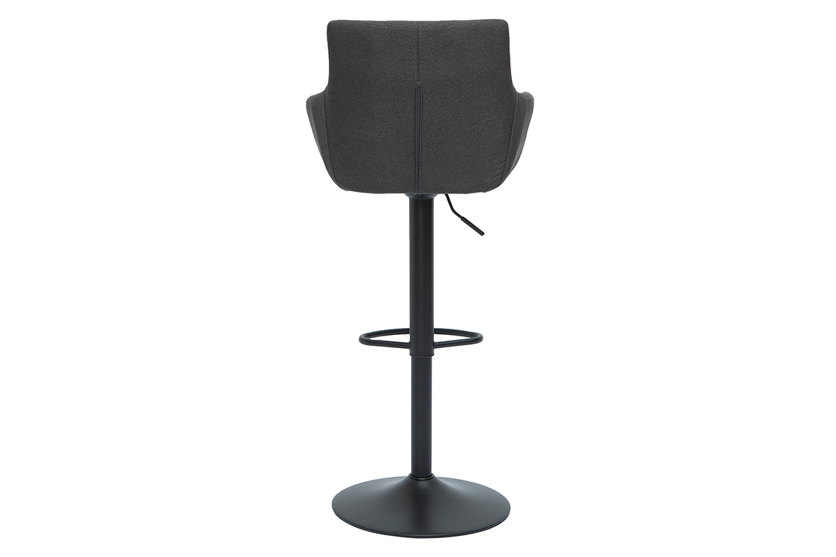 Tabourets de bar rglables tissu gris anthracite mtal noir (lot de 2) CARLIE