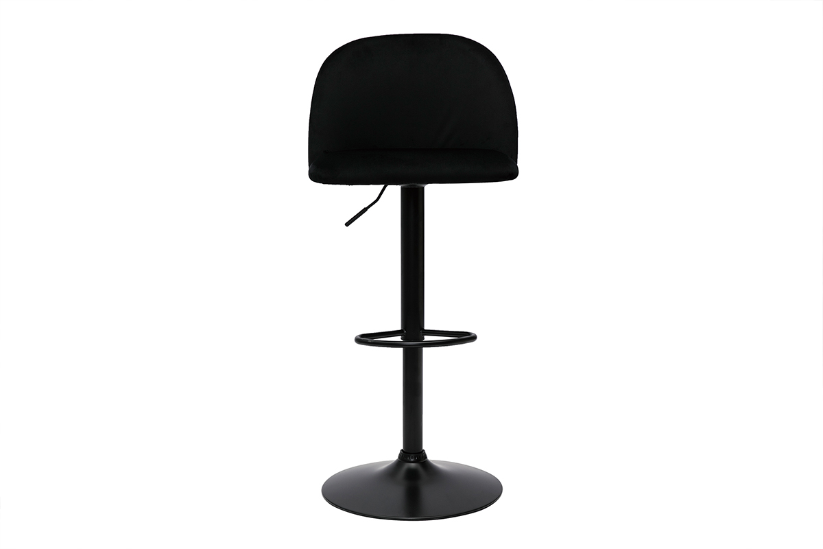 Tabourets de bar rglables velours noir et mtal noir (lot de 2) CELESTE