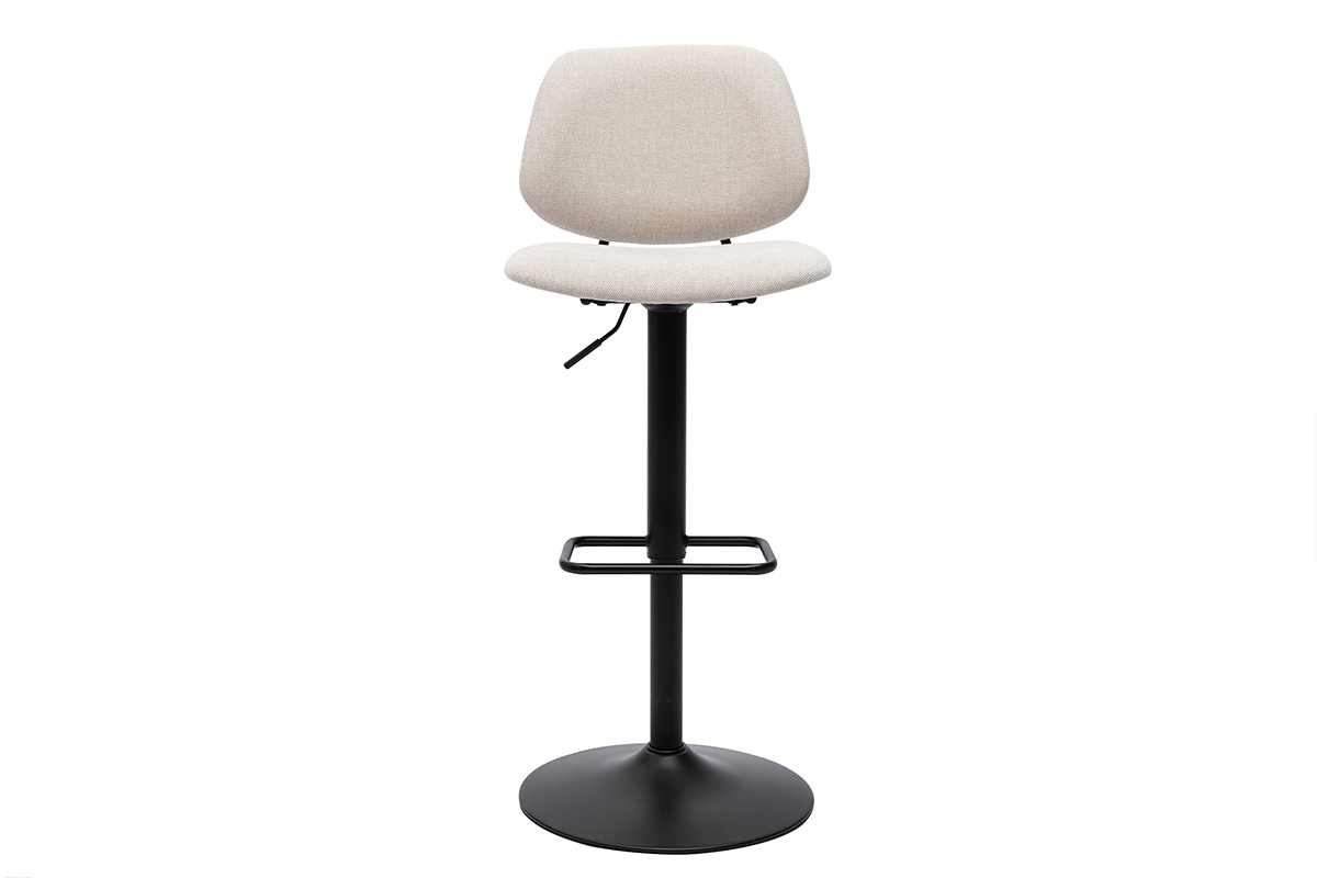 Tabourets de bar relevables design en tissu effet velours beige et mtal noir BARNET (lot de 2)