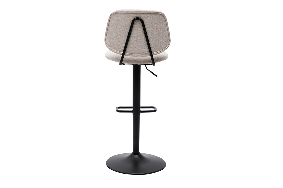 Tabourets de bar relevables design en tissu effet velours beige et mtal noir BARNET (lot de 2)