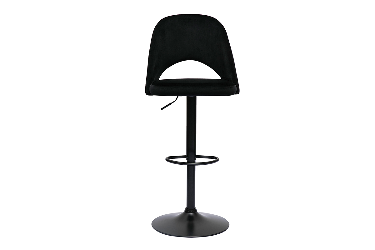 Tabourets de bar relevables en velours noir et mtal noir (lot de 2) COSETTE