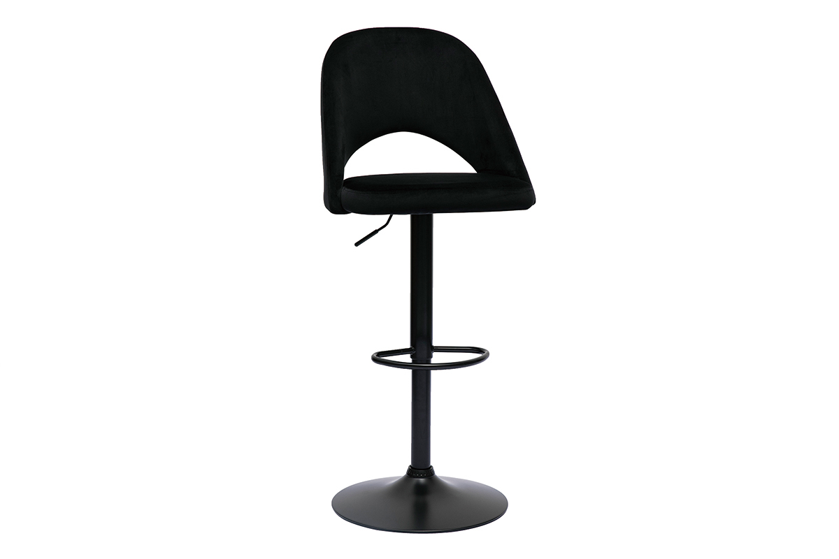 Tabourets de bar relevables en velours noir et mtal noir (lot de 2) COSETTE