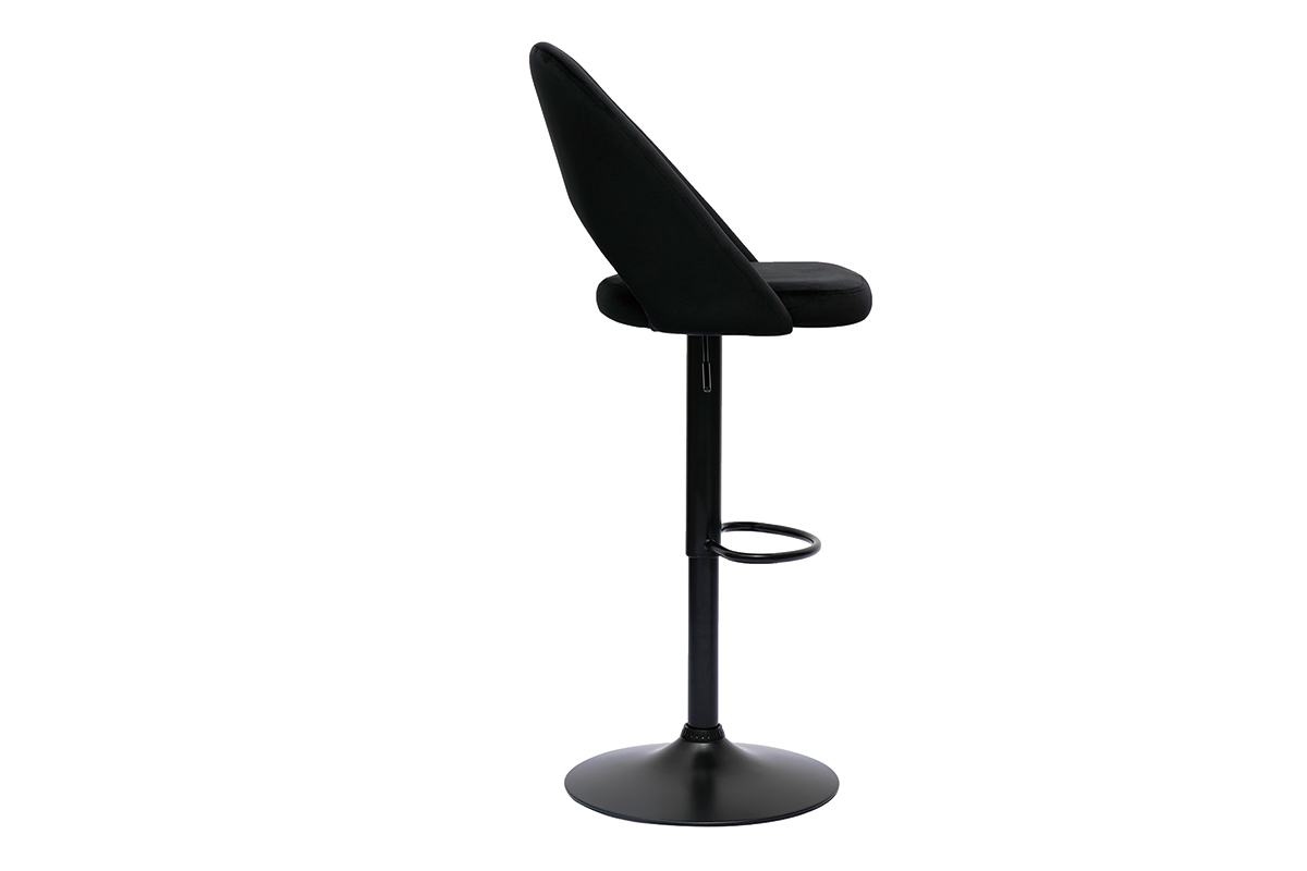 Tabourets de bar relevables en velours noir et mtal noir (lot de 2) COSETTE