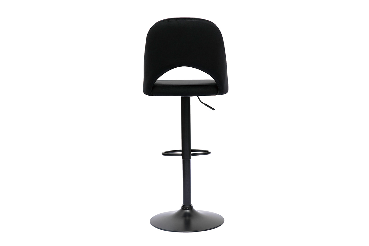 Tabourets de bar relevables en velours noir et mtal noir (lot de 2) COSETTE