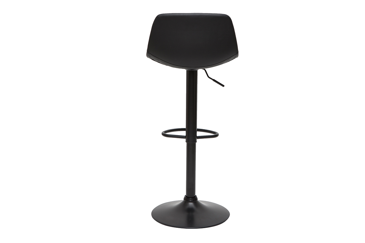 Tabourets de bar relevables noirs et mtal noir (lot de 2) NONIE