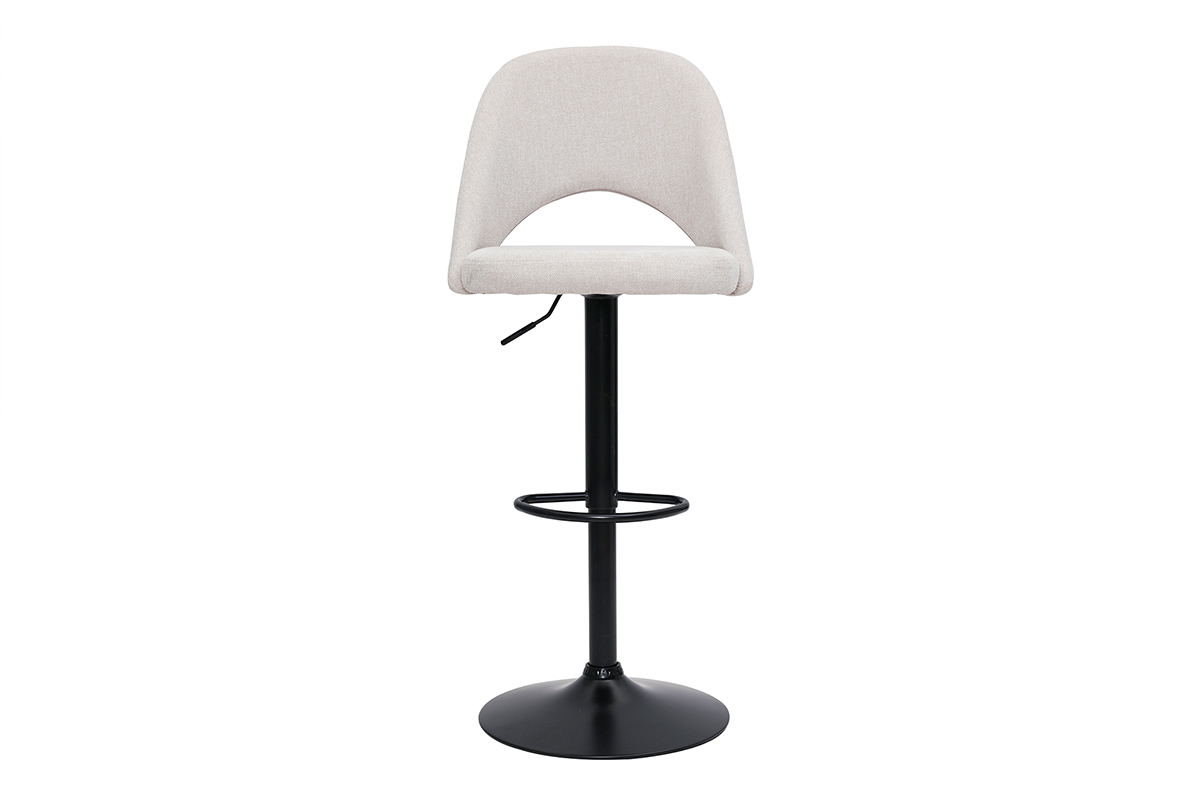 Tabourets de bar relevables tissu effet velours textur beige et mtal noir (lot de 2) COSETTE