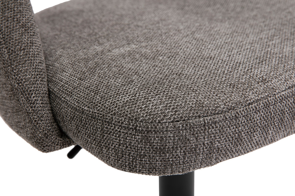 Tabourets de bar relevables tissu effet velours textur gris et mtal noir (lot de 2) COSETTE