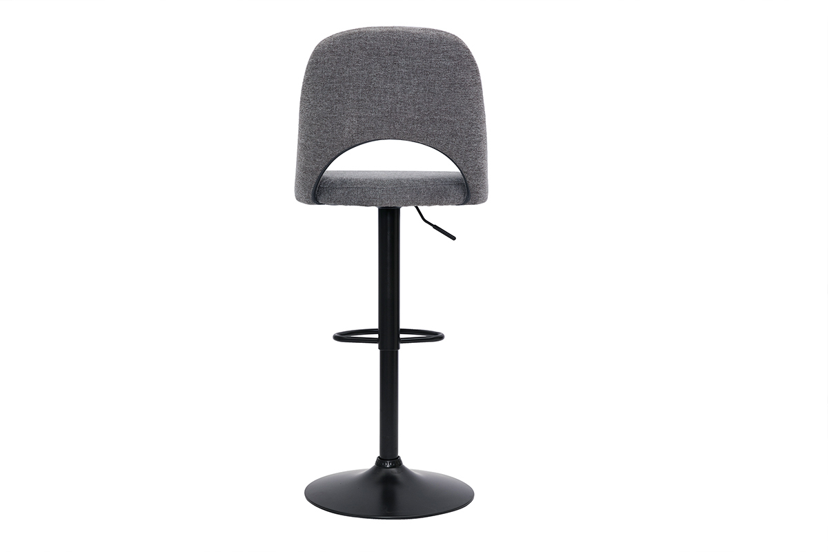 Tabourets de bar relevables tissu effet velours textur gris et mtal noir (lot de 2) COSETTE